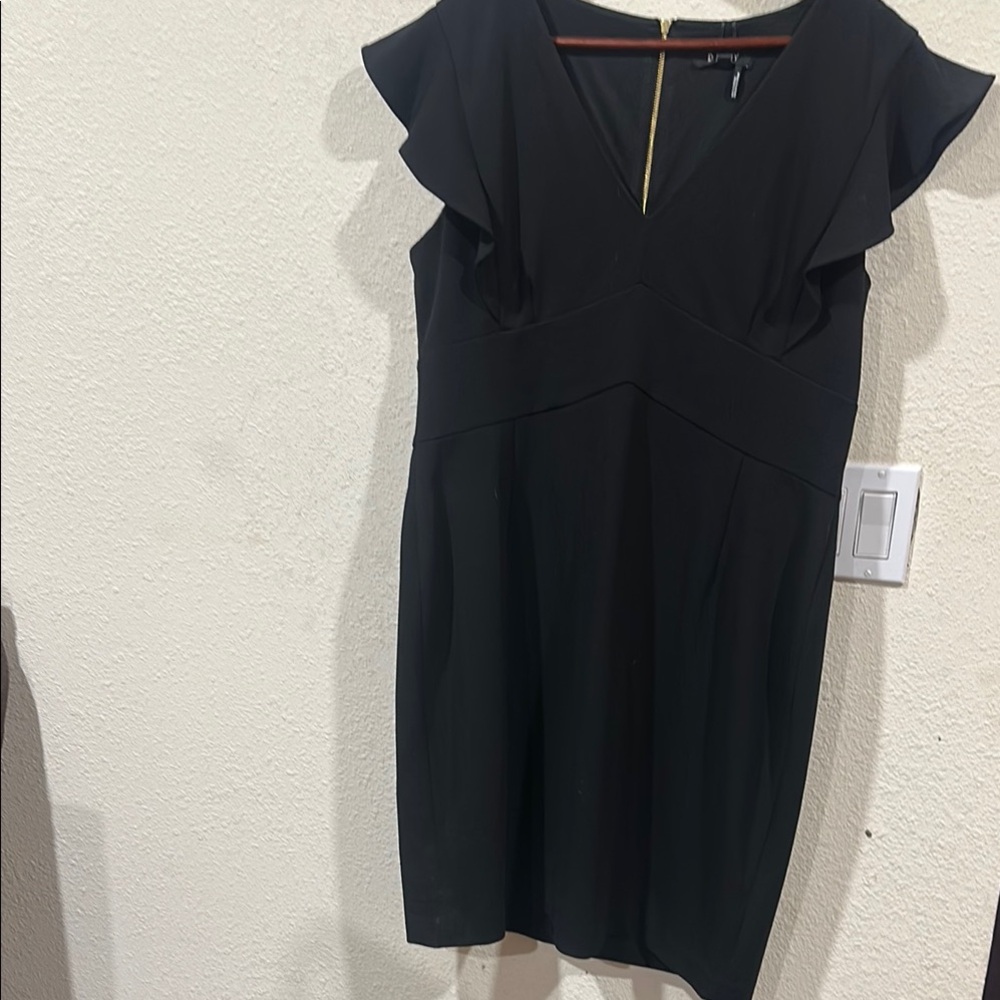 DKNY Black Sheath Mini Dress with Flutter Sleeves